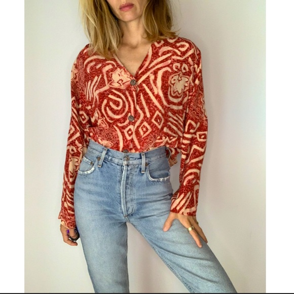 Vintage Boho Batik Silk Crop Top - Picture 10 of 15